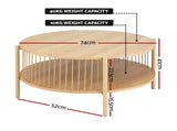 Artiss Coffee Table 2-Tier Round Wood FUR-Z-COF-02-WD