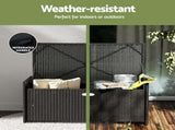 Gardeon Outdoor Storage Bench Box Wicker Garden Sheds Tools Cushion Patio Furniture Black ODF-OSB-RAT-BK