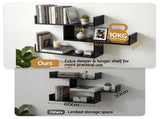 Artiss Floating Wall Shelf 3 Tier Black FURNI-N-WALL-01-BK