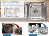 2 Pack 304 Stainless Steel Sink Bottom Grids, Kitchen Sink Protectors with Rubber Feet, 13.78 x V1188-MS-721-307