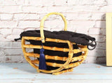 Handmade Bamboo Bag Women Handbag Hollow Tote Beach Bag with Tassel Decor for Travel V1294-YM0901-3117200086911