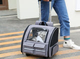 Grey 3-in-1 Pet Carrier Rolling Backpack with Collapsible Design V888-ELOSUNG10818