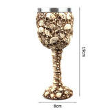Resin StackedSkulls Decorated Goblet 2 PCS, Fullsurface Skull Embossing, Stainless Steel Inner Cup V1221-XM-LB4269-ZS107