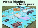 Green 2-in-1 Oxford Picnic Blanket and Shoulder Bag - Foldable Outdoor Mat with Storage V888-ELOSUNG56192-1