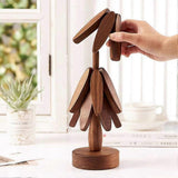 Set Wooden Coasters in Tree Shape, Wooden Insulation Mat_tfrf V1237-ZY-203-5044