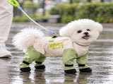 Size M Dog Raincoat and Leash Set - Four-Leg Waterproof Dog Suit with Paw Covers, Open Back Design, V888-ELOSUNG57180-2