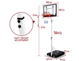 Portable Basketball Hoop Stand System Height Adjustable Net Ring Kids Junior V610-BAS-HOOP-034