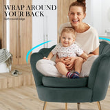 Armchair Lounge Chair Accent Velvet Shell Scallop Ottoman Footstool Round GREEN V274-FT-VAC-ST-1596-GN