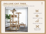 CARLA HOME 180cm Cat Tree Tower for Indoor Cats with Plush Perches, Dual Condos, Natural Sisal V178-36387