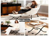 Artiss Armchair Accent Chair Ottoman Lounge Footrest Velvet White UPHO-I-ARM01-FS-WH