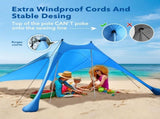 300*300*200CM 2 Poles Beach Tent Shade Canopy with UPF50 Protection Sun Shelter Portable Camping V1107-132-91929-BLU3