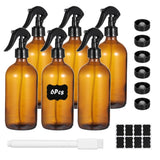 6PCS 500ml Empty Amber Glass Spray Bottle Set with Labels and Pen, Refillable Container for V1369-AZ3-W-08751