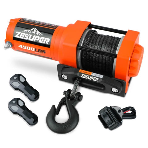 ZESUPER 12V Electric Winch 4500lb Synthetic Rope Boat Winch ATV Winch Trailer Winch 4WD V211-AUEB-ZEEW019