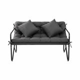 Gardeon Garden Bench 2 Seater Outdoor Bench Metal with Cushion 118cm Black GB-TEX-CUSHION-BK