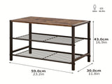 Black industrial console table, 3-tier storage table, metal and wood console table, home V1347-127-BLA-56175
