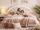 Artiss Double Bed Frame with 2 Storage Drawers Upholstered Velvet Platform Bed LED Headboard BFRAME-G-GLOW-D-WH-AB