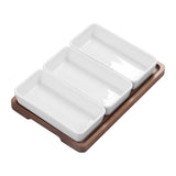 Snack Serving Tray Coffee Ceramic Segmented Long Strip Dishes Set with Bamboo Pallets for Cookies V1294-YM0523-3118220075611