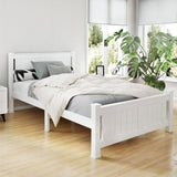 Artiss Bed Frame King Single Size Wooden White RIO WBED-D-004KS-107-AB