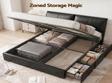 Artiss King Bed Frame Gas Lift Storage 3 Drawers Adjustable Headboard Platform Bed Black BFRAME-G-APEX-K-BK-ABC