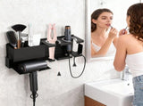 Wooden Hair Tool Organizer Wall Mounted Dual Installation Options Space Saving Design for Curling V1366-AZ2-W-15063