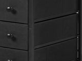 Levede Bedside Table Slim Bedside Table with LED Charging Station Black NI1059-BK-3-AU