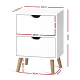 Artiss Bedside Table 2 Drawers - BODEN White FURNI-E-SCAN-BS01-WH