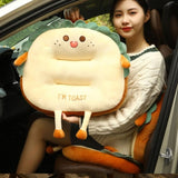 SOGA 2X Cute Face Toast Bread Cushion Stuffed Car Seat Plush Cartoon Back Support Pillow Home Decor SCUSHION042X2