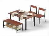 Artiss Dining Table and Chairs Set of 4 Storage Bench Kitchen Furniture Walnut DSET-U-5280-BR