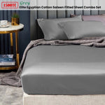 Ramesses 1500TC Elite Egyptian Cotton Sateen Fitted Sheet Combo Set Grey Double V442-KIT-FITTEDSS-1500TCEGYPTIANC-GREY-DS