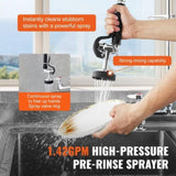 Commercial Faucet with Pre-Rinse Sprayer, 26" Height, 8" Center, 12" Swing Spout, Deck Mount Kitchen V952-JBSYCXSLTJBSN8H9GV0