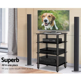 Artiss TV Stand 4 Tiers Storage Shelf Rack Tempered Glass Entertainment Unit TV-MOUN-4T-S07-BK