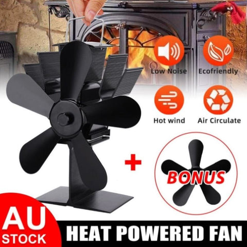 Wood Heater Fan Eco Heat Powered Self-Powered Silent for Fireplace Stove Burner V201-W11341831