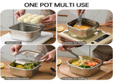 Induction Saucepan - Mini Deep Fryer - Milk Pan - Square Cooking Pot - Stainless Steel - With Frying V1189-WXF-260203-00358