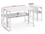 Artiss Foldable Computer Desk Mobile Study Table Workstation White 80cm MET-DESK-26138-WH