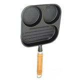 Nonstick Square Grill Pan 3 Section Versatile Breakfast Skillet Divided Egg Frying Pan for Stove V1294-YM0901-3118240108311