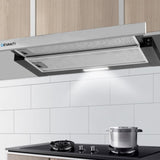 Devanti 600mm Range Hood 60cm Slide out Rangehood Stainless Steel RH-D-L03-60-BK