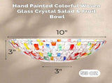2 Pack Colorful Crystal Glass Fruit Bowls, 10" Hand Painted Woven Art Bowl, Decorative Large Plate V1259-DP01-A-925