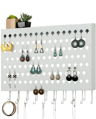 Wall Mount Earring Jewelry Hanger Organizer Holder with 109 Holes and 19 Hooks V178-24422