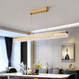 BAMDECOR A122 Nordic Long Dual Linear Dimmable Acrylic Kitchen Dining Table Pendant Light Minimalist V255-BAM-A122-GOLD-1.2M