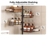 Artiss Tension Pole Shower Caddy Steel Corner Bathroom Shelf Black BSR-B-6T-CN-BK
