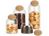 4PCS Storage Glass Jars, Clear Airtight Canisters with Spherical Cork Lid, Food Storage Containers, V1369-AZ3-W-08863