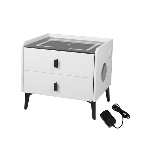 Levede Bedside Table LED Lights Drawers Storage NI1050-2-WH