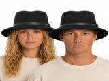 JACARU 1849 Australian 100% Wool Hat Fedora Trilby Crushable Travel - Black V563-JACARU-1849-BLK-S