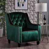 Lara Two Tone Tufted Emerald New Velvet Club Armchair V1041-JSF-5034EMERALD