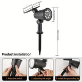 3pcs Solar outdoor spotlight, IP65 waterproof and weather-resistant, 9 LEDs with multi-color/white V1232-CPDCD-004