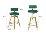 Levede 1x Bar Stools Velvet Kitchen Green BR1042-GN