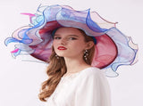 Women's Organza Saturday Horse Racing Derby Day Wide Church Hat V1370-AZ4-09835