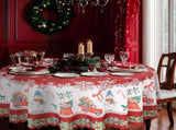 Round Christmas Tablecloth with Snowflake and Snowman Print, Waterproof and Stain Resistant, 180 cm V1237-MS-912-007