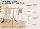 CARLA HOME Tripod Clothes Drying Rack, 16 Rod Foldable, Wooden Poles V178-36567