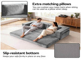 Artiss 3-in-1 Convertible Sofa Bed with Folding Mattress Velvet Foam Chair 300KG SB-B-DBED-FOLD-GY